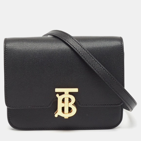 Burberry Handbags - BURBERRY Black Leather Mini TB Shoulder Bag